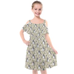 Pattern My Neighbor Totoro Kids  Cut Out Shoulders Chiffon Dress by Jancukart