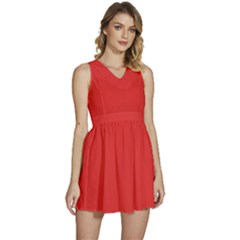 Geranium Lake Red	 - 	sleeveless High Waist Mini Dress by ColorfulDresses