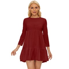 Barn Red	 - 	long Sleeve Babydoll Dress by ColorfulDresses