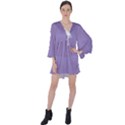 Bougain Villea Purple	 - 	V-Neck Flare Sleeve Mini Dress View1