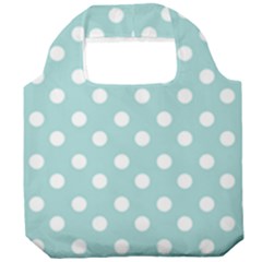 Blue And White Polka Dots Foldable Grocery Recycle Bag by GardenOfOphir