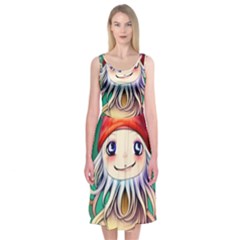 Toadstools For Charm Work Midi Sleeveless Dress by GardenOfOphir