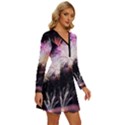 Firework Long Sleeve Deep V Mini Dress  View3