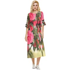 Flower Double Cuff Midi Dress by artworkshop