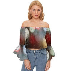 Rain On Window Off Shoulder Flutter Bell Sleeve Top