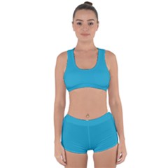 Pacific Blue	 - 	racerback Boyleg Bikini Set by ColorfulSwimWear