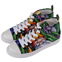 Magic Mushroom Charm Toadstool Glamour Women s Mid-top Canvas Sneakers by GardenOfOphir