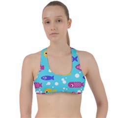 Fish Graphic Seamless Pattern Seamless Pattern Criss Cross Racerback Sports Bra by Ravend