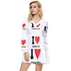 I Love Jennifer  Tiered Long Sleeve Mini Dress by ilovewhateva
