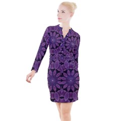 Shape Geometric Symmetrical Symmetry Wallpaper Button Long Sleeve Dress by Ravend