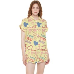 Love Mom Happy Mothers Day I Love Mom Graphic Pattern Chiffon Lounge Set by Ravend