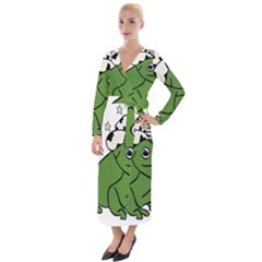 Frog With A Cowboy Hat Velvet Maxi Wrap Dress by Teevova