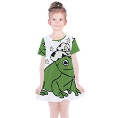 Frog With A Cowboy Hat Kids  Simple Cotton Dress by Teevova