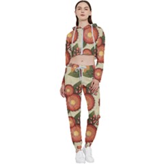 Flowers Leaves Pattern Flora Botany Drawing Art Cropped Zip Up Lounge Set by Ravend