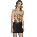 Flowers Leaves Pattern Flora Botany Drawing Art Flowy Camisole Tie Up Top View3