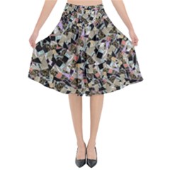 Mystic Geometry Abstract Print Flared Midi Skirt by dflcprintsclothing