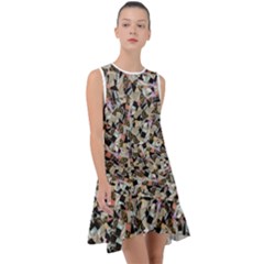 Mystic Geometry Abstract Print Frill Swing Dress by dflcprintsclothing