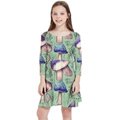 Presto Mushroom For Prestidigitation And Legerdemain Kids  Quarter Sleeve Skater Dress by GardenOfOphir