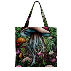 Craft Mushroom Zipper Grocery Tote Bag by GardenOfOphir