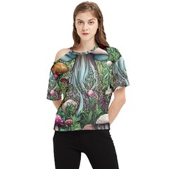 Craft Mushroom One Shoulder Cut Out Tee by GardenOfOphir