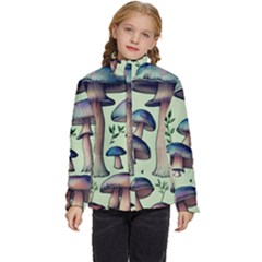 Mushroom Foresty Forestcore Kids  Puffer Bubble Jacket Coat by GardenOfOphir