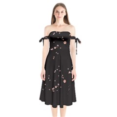 Abstract Rose Gold Glitter Background Shoulder Tie Bardot Midi Dress by artworkshop