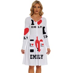 I Love Emily Long Sleeve Dress With Pocket by ilovewhateva