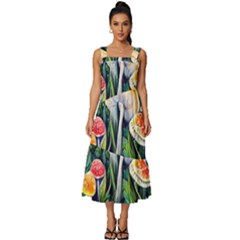Woodsy Mushroom Design Foresty Square Neckline Tiered Midi Dress by GardenOfOphir