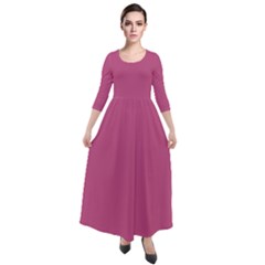 Bashful Pink	 - 	quarter Sleeve Maxi Velour Dress by ColorfulDresses