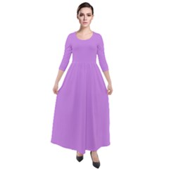 Bright Lilac Pink	 - 	quarter Sleeve Maxi Velour Dress by ColorfulDresses