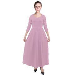 Cameo Pink	 - 	quarter Sleeve Maxi Velour Dress by ColorfulDresses