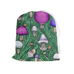 Woodsy Pottery Forest Mushroom Foraging Drawstring Pouch (xl) by GardenOfOphir