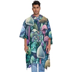 Mushroom Core Fairy Men s Hooded Rain Ponchos by GardenOfOphir