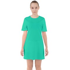 Caribbean Green	 - 	sixties Short Sleeve Mini Dress by ColorfulDresses