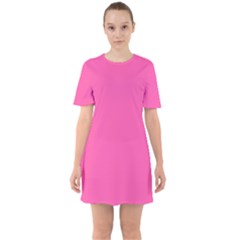 Bubble Gum Pink	 - 	sixties Short Sleeve Mini Dress by ColorfulDresses