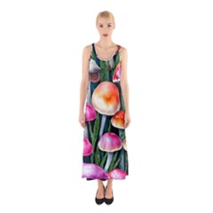 Goblincore Mushroom Sleeveless Maxi Dress by GardenOfOphir