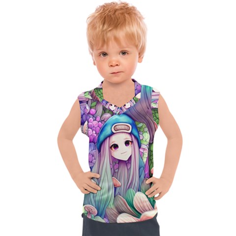 Fantasy Mushrooms Kids  Sport Tank Top by GardenOfOphir