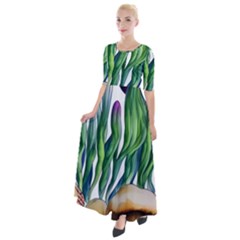 Cozy Mushroom Forest Historical Boho Half Sleeves Maxi Dress by GardenOfOphir