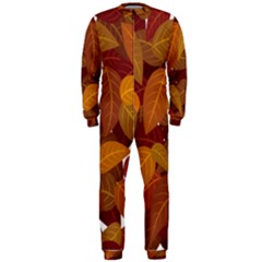 Watercolor Leaves Leaf Orange Onepiece Jumpsuit (men)