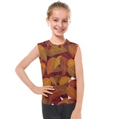 Watercolor Leaves Leaf Orange Kids  Mesh Tank Top by Jancukart