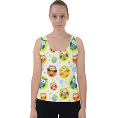 Owl Bird Cartoon Velvet Tank Top by Jancukart