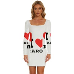 I Love Carol Long Sleeve Square Neck Bodycon Velvet Dress by ilovewhateva