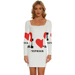 I Love Stephanie Long Sleeve Square Neck Bodycon Velvet Dress by ilovewhateva