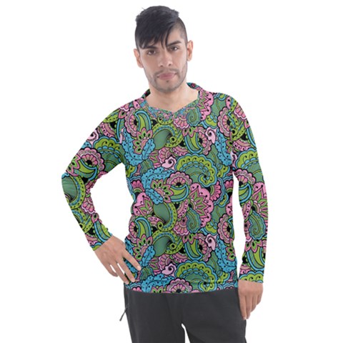 Background Texture Paisley Pattern Men s Pique Long Sleeve Tee by Jancukart