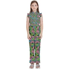 Background Texture Paisley Pattern Kids  Sleeveless Ruffle Edge Band Collar Chiffon One Piece by Jancukart