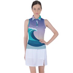 Tsunami Tidal Wave Wave Minimalist Ocean Sea 4 Women s Sleeveless Polo Tee by Pakemis