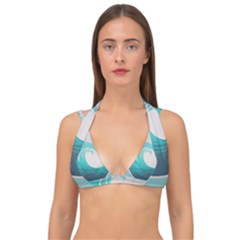 Tidal Wave Ocean Sea Tsunami Wave Minimalist Double Strap Halter Bikini Top by Pakemis