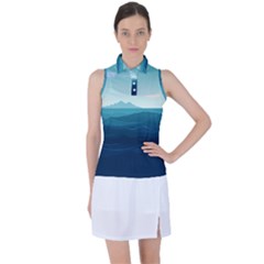 Ai Generated Ocean Waves Sea Water Nautical Women s Sleeveless Polo Tee by Pakemis