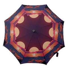 Sunset Ocean Beach Water Tropical Island Vacation 5 Hook Handle Umbrellas (small) by Pakemis