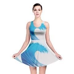 Wave Tsunami Tidal Wave Ocean Sea Water Reversible Skater Dress by Pakemis